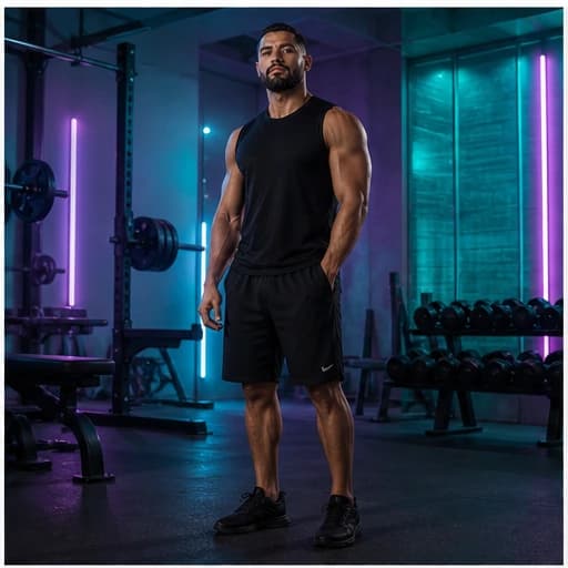 Diego Navarro in a cinematic neon editorial, photograph 2
