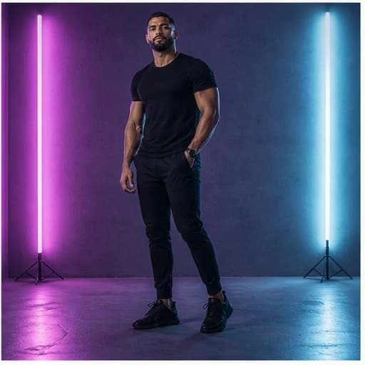 Diego Navarro in a cinematic neon editorial, photograph 6