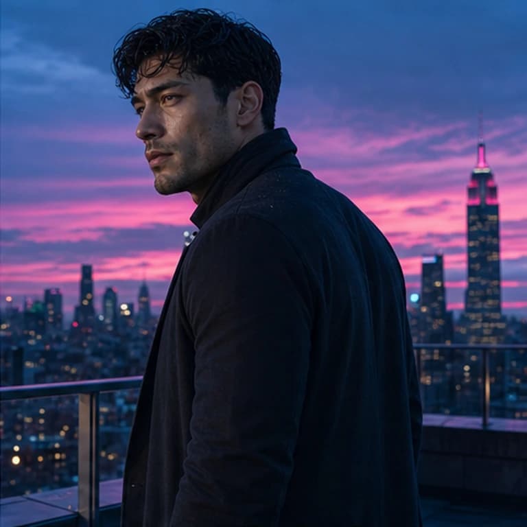 Ethan Pierce in a cinematic neon editorial, photograph 3