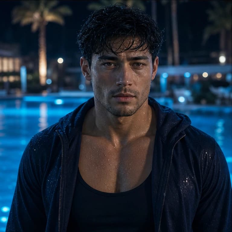 Ethan Pierce in a cinematic neon editorial, photograph 4