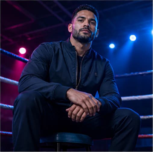 Julian Reyes in a cinematic neon editorial, photograph 5