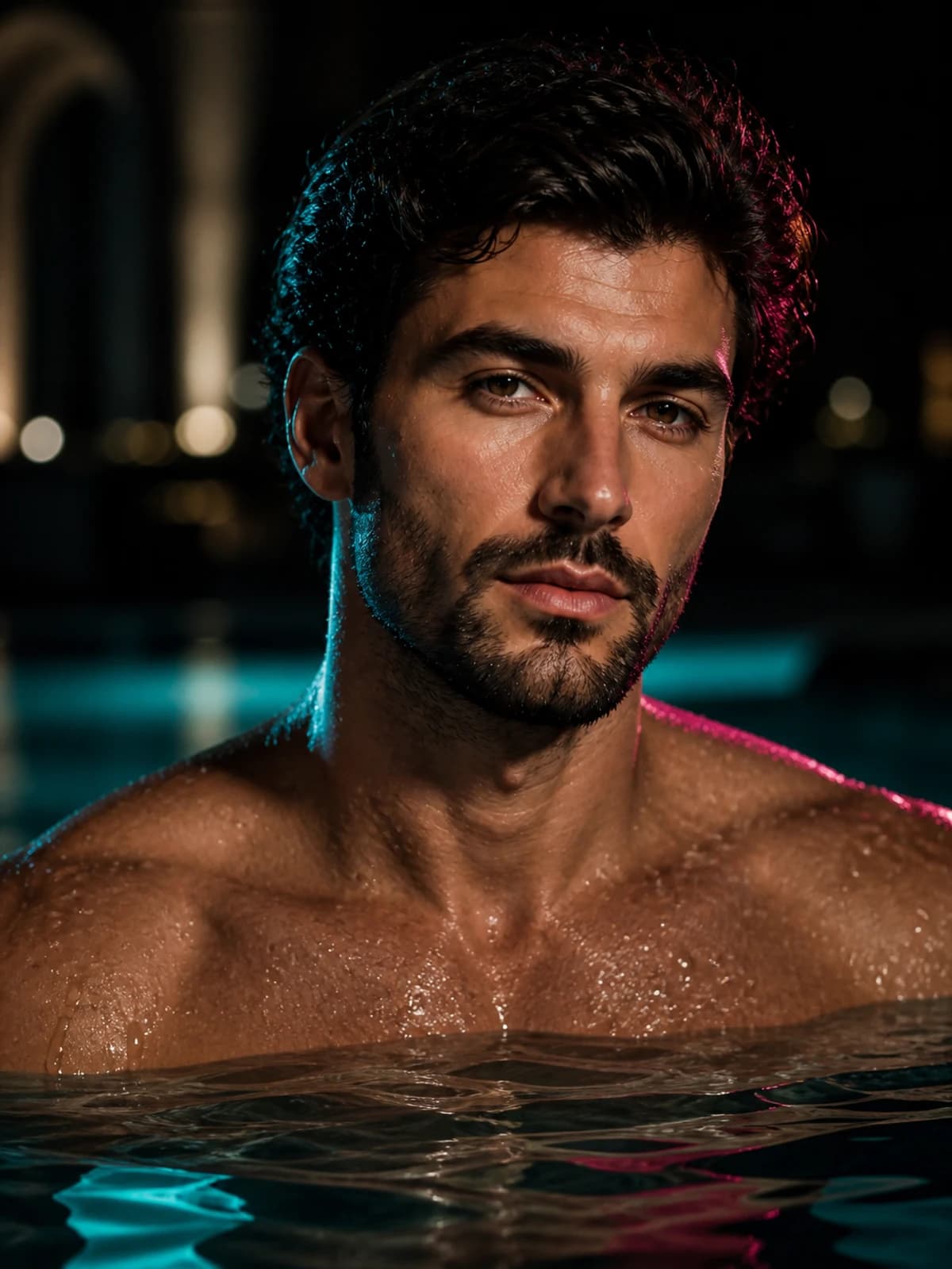 Luca Moretti in a cinematic neon editorial, photograph 3