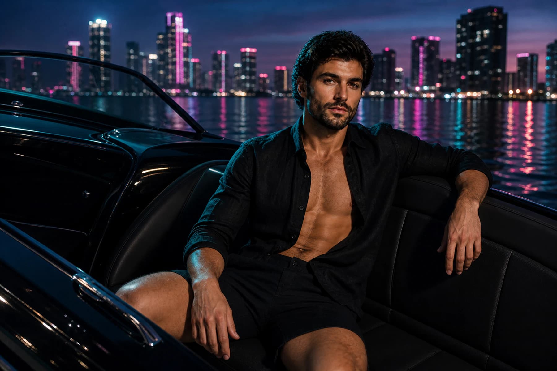 Luca Moretti in a cinematic neon editorial, photograph 5