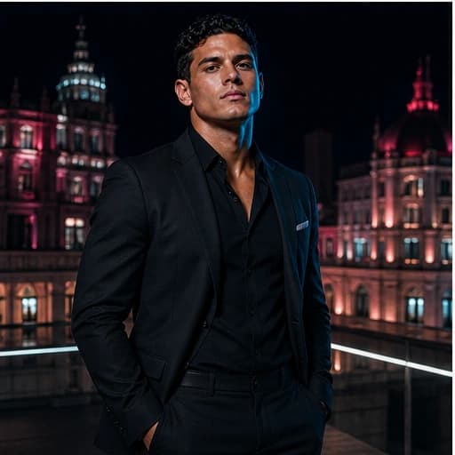 Mateo Cruz in a cinematic neon editorial, photograph 4
