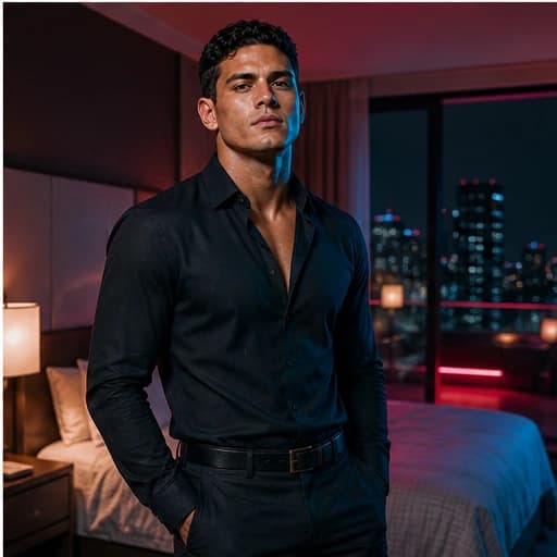 Mateo Cruz in a cinematic neon editorial, photograph 6