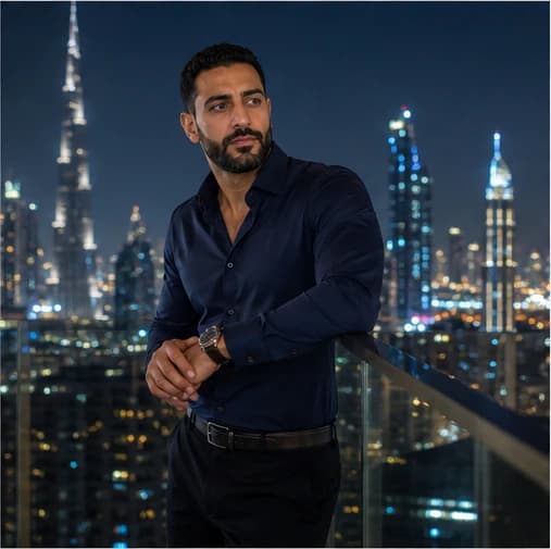 Omar Haddad in a cinematic neon editorial, photograph 4