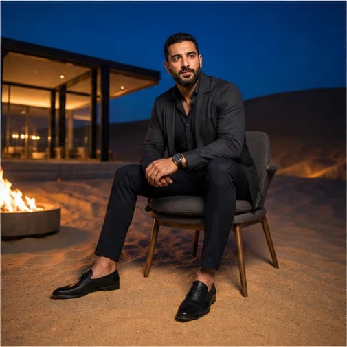 Omar Haddad in a cinematic neon editorial, photograph 5