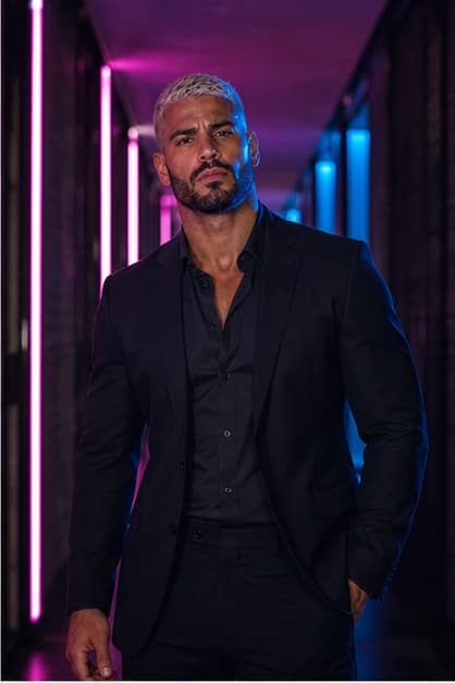 Rico Alvarez in a cinematic neon editorial, photograph 3
