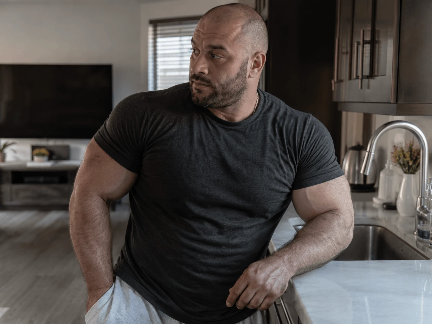 Shirtless Muscle Hunk Portrait