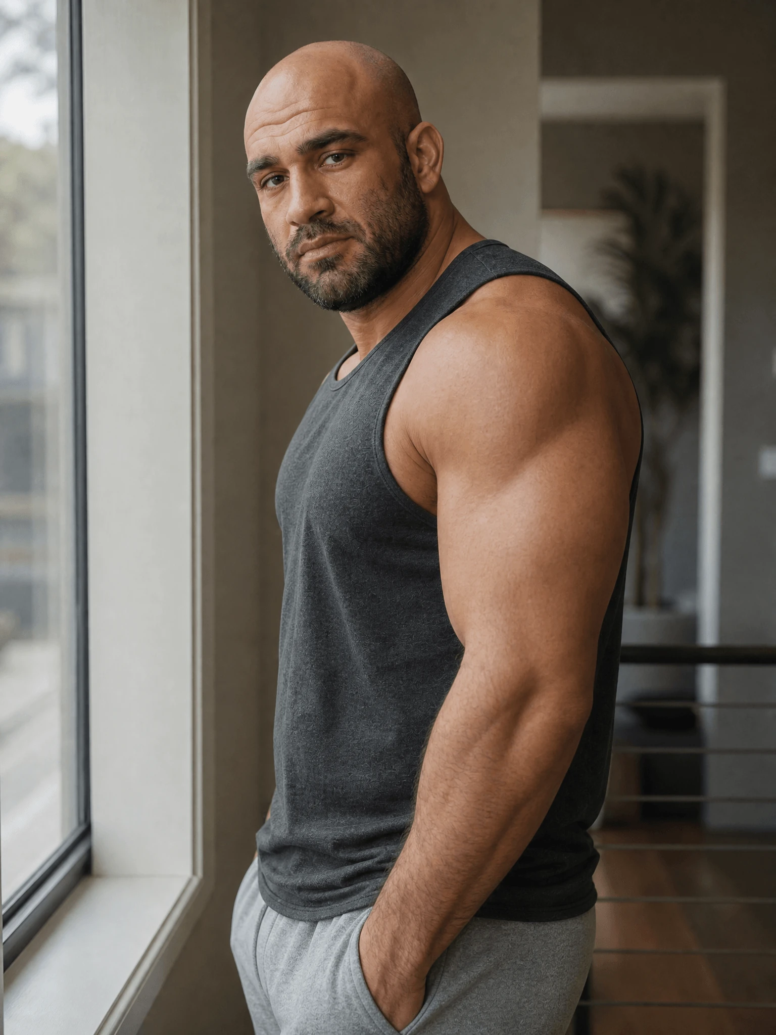 Masculine Gym Guy Window Muscle Hunk 32 — Masculine Gym Guy Window photo profile with muscle hunk, masculine physique, fitness model and bodybuilder visual keywords.