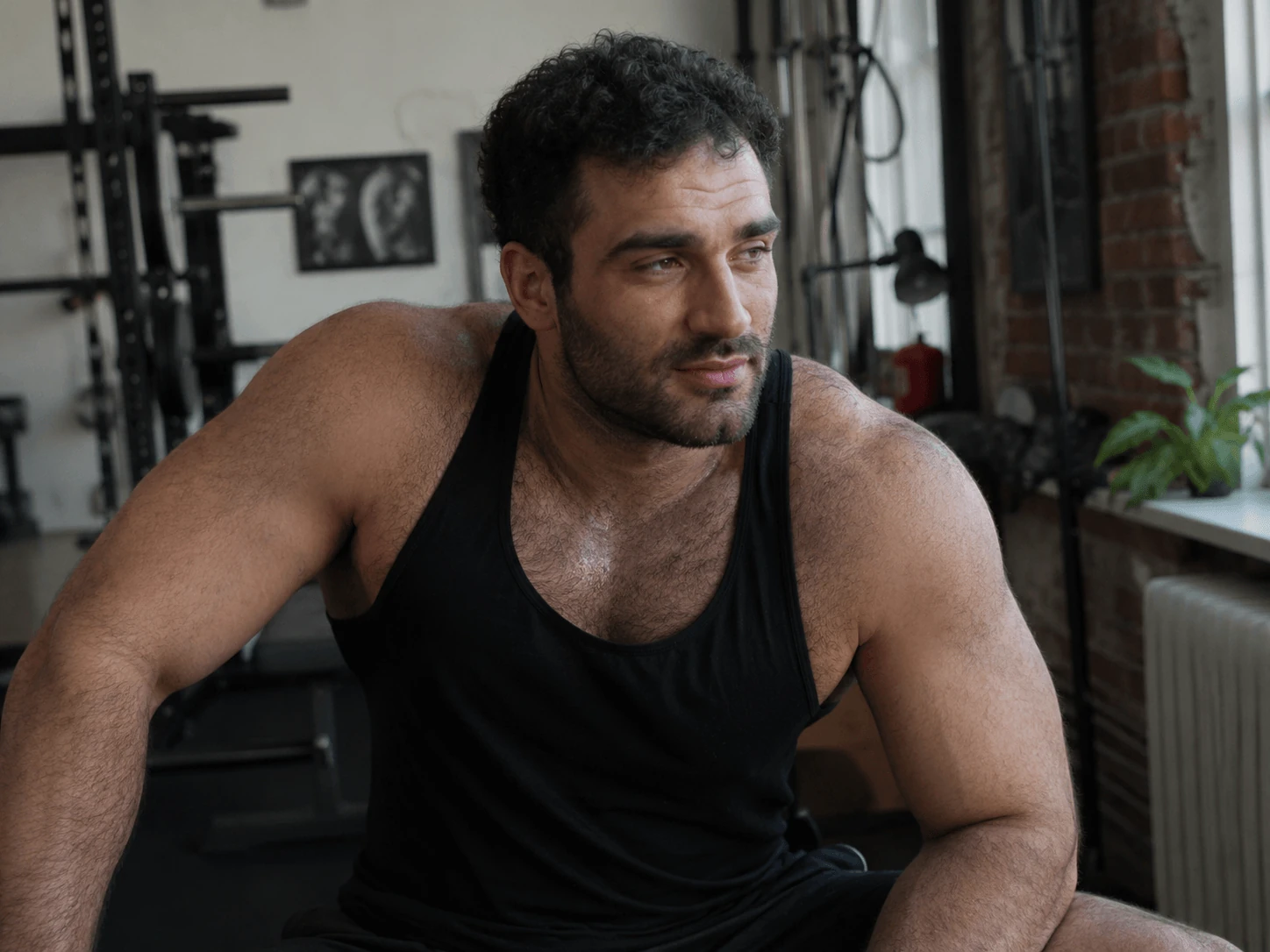 Strong Muscular Man Portrait Muscle Hunk 57 — Strong Muscular Man Portrait photo profile with muscle hunk, masculine physique, fitness model and bodybuilder visual keywords.