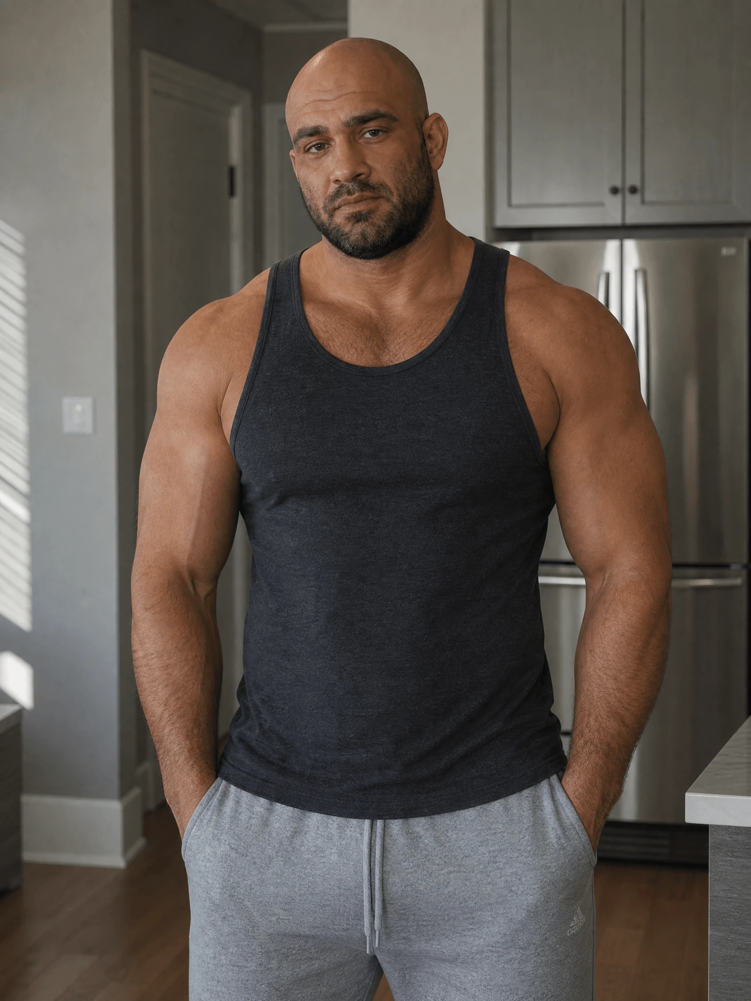 Strong Muscular Man Standing Muscle Hunk 59 physique hero photo