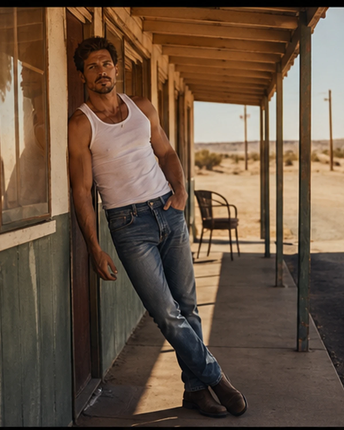 Desert Denim: Muscle Men in the Last Light: original editorial frame 2