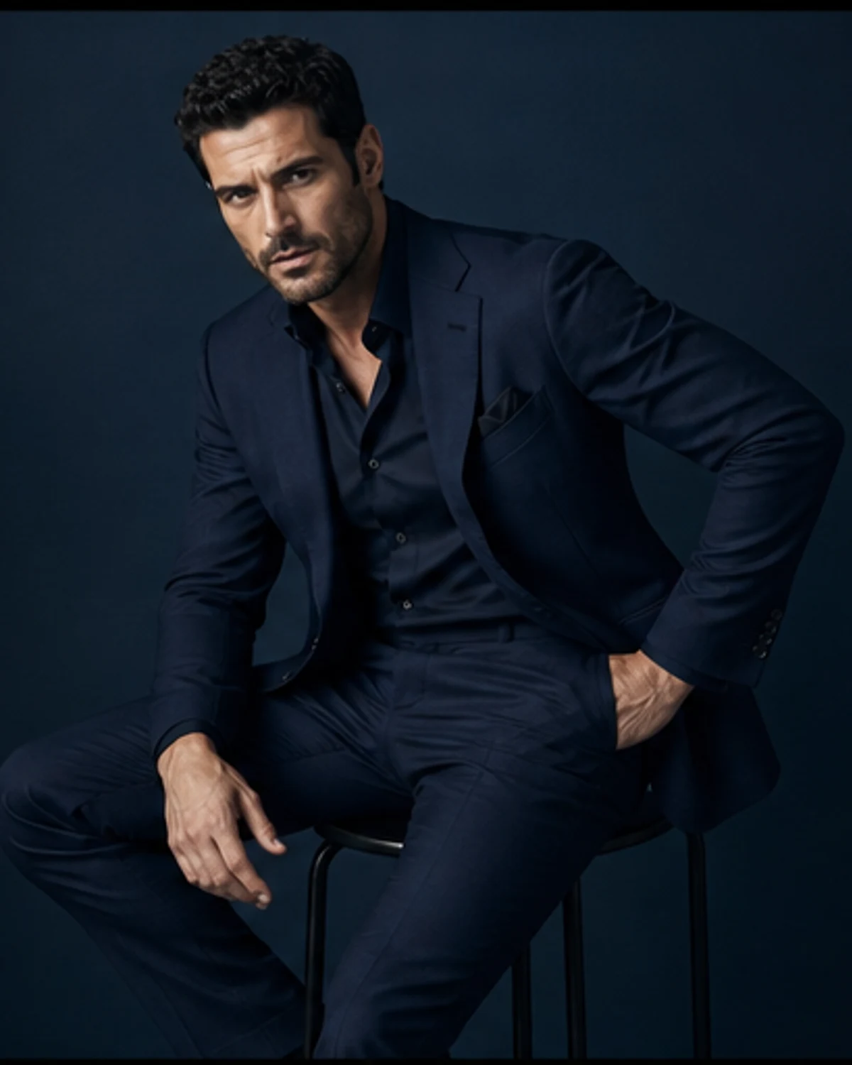 Midnight Blue Muscular Hunks: original editorial frame 2