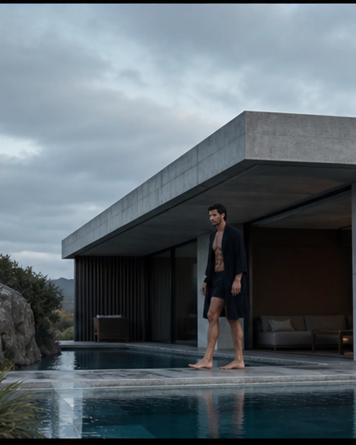 Pool House: Hunky Muscle Men in Monochrome: original editorial frame 6